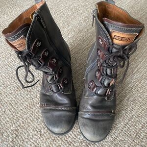 Pikolinos Le Mans Tall Ankle Boot Side Zip Lace Up Laurel Color SZ Euro 36 6.5-7